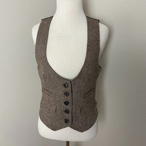 GAP Women’s Brown Houndstooth Six-Button Vest